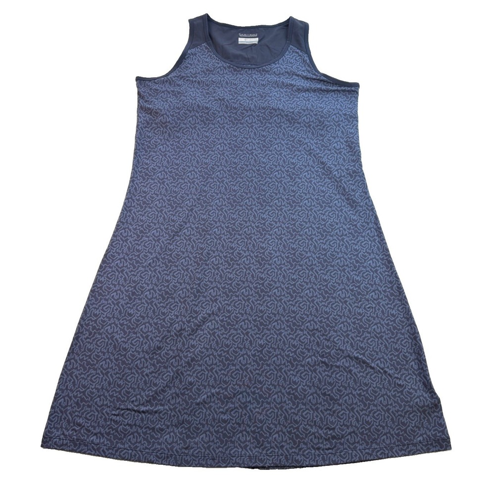 Columbia Omni-Wick Women's XL Blue Print Tank Dress Built In Bra Active